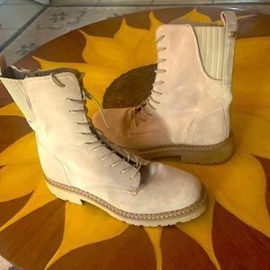Sam Edelman Tan Sued Combat Boots